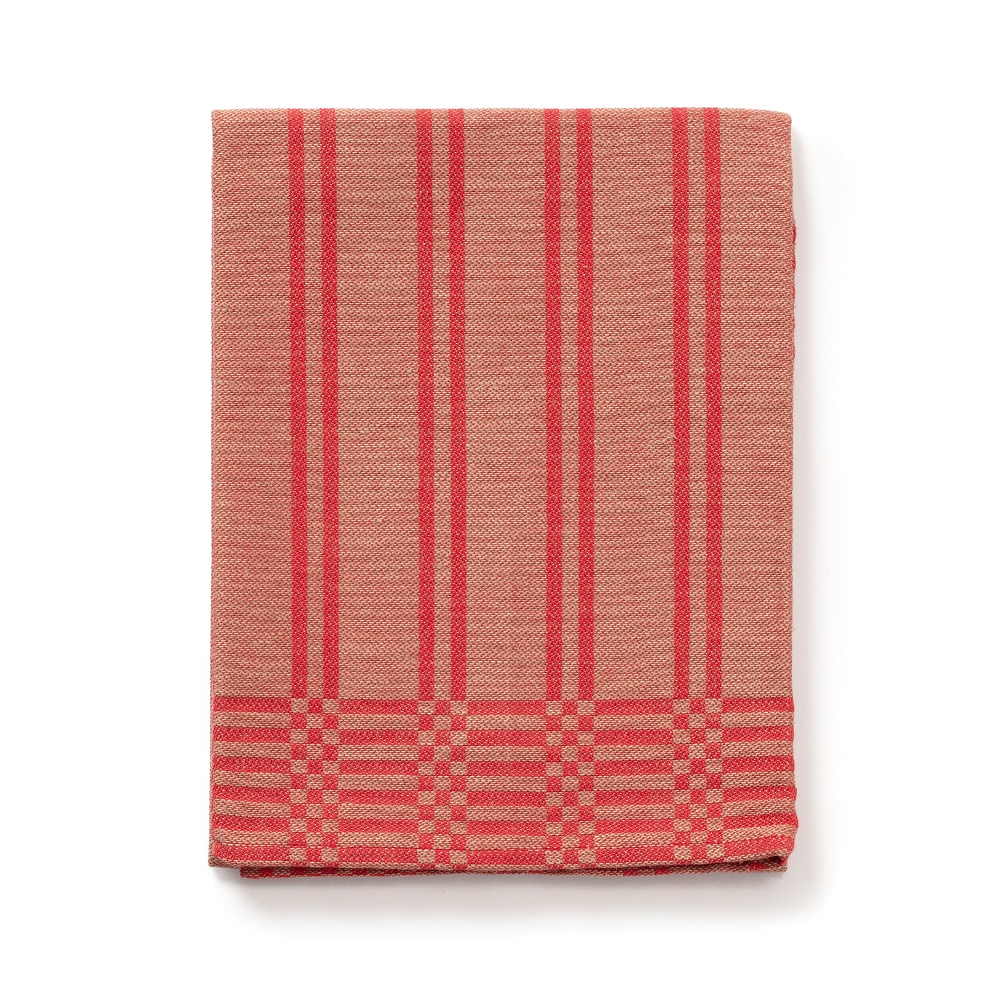 Serenadhandduk Halvlinne Röd/Natur