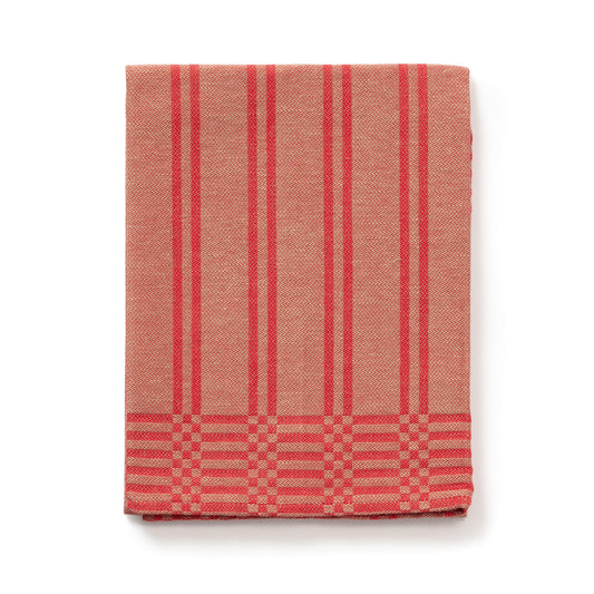 Serenadhandduk Halvlinne Röd/Natur