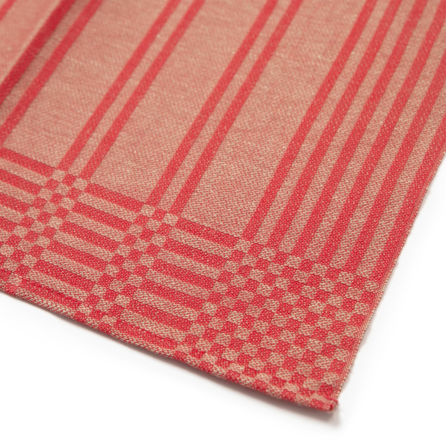 Serenadhandduk Halvlinne Röd/Natur