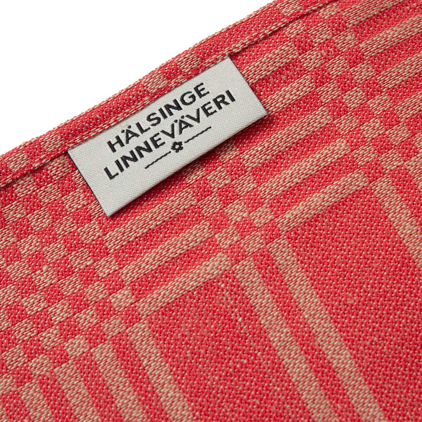 Serenadhandduk Halvlinne Röd/Natur