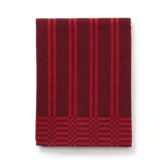 Serenadhandduk Halvlinne Röd/Svart